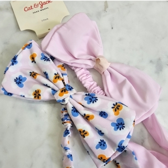 Cat & Jack Girls Head Wraps 2 Pack Floral/Pink - Picture 2 of 10